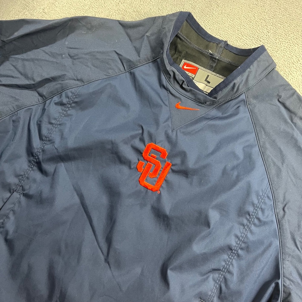 VTG Syracuse Orange Jacket Mens L Blue Nike Team Pockets Side Zip Swoosh NCAA